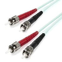 StarTech.com 1m (3ft) ST/UPC to ST/UPC OM3 Multimode Fiber Optic Cable, Full Duplex 50/125m Zipcord Fiber, 100G Networks, LOMMF/VCSEL, <0.3dB Low Insertion Loss, LSZH Fiber Patch Cord, 1 m, OM3, ST, ST
