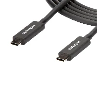 StarTech.com 6 ft. (2 m) Thunderbolt 3 Cable with 100W Power Delivery - 40Gbps, Male, Male, 2 m, Black, Nickel, 40 Gbit/s
