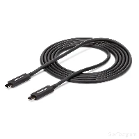 StarTech.com 6 ft. (2 m) Thunderbolt 3 Cable with 100W Power Delivery - 40Gbps, Male, Male, 2 m, Black, Nickel, 40 Gbit/s