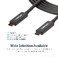 StarTech.com 6 ft. (2 m) Thunderbolt 3 Cable with 100W Power Delivery - 40Gbps, Male, Male, 2 m, Black, Nickel, 40 Gbit/s