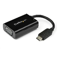 StarTech.com USB C to VGA Adapter with Power Delivery - 1080p USB Type-C to VGA Monitor Video Converter w/ Charging - 60W PD Pass-Through - Thunderbolt 3 Compatible - Black, USB Type-C, VGA (D-Sub) output, 2048 x 1280 pixels