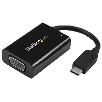 StarTech.com USB C to VGA Adapter with Power Delivery - 1080p USB Type-C to VGA Monitor Video Converter w/ Charging - 60W PD Pass-Through - Thunderbolt 3 Compatible - Black, USB Type-C, VGA (D-Sub) output, 2048 x 1280 pixels
