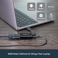 StarTech.com USB C to VGA Adapter with Power Delivery - 1080p USB Type-C to VGA Monitor Video Converter w/ Charging - 60W PD Pass-Through - Thunderbolt 3 Compatible - Black, USB Type-C, VGA (D-Sub) output, 2048 x 1280 pixels