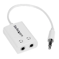 StarTech.com White Slim Mini Jack Headphone Splitter Cable Adapter - 3.5mm Male to 2x 3.5mm Female, White, 3.5mm, 2 x 3.5mm, Male, Female, 0.152 m