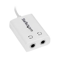 StarTech.com White Slim Mini Jack Headphone Splitter Cable Adapter - 3.5mm Male to 2x 3.5mm Female, White, 3.5mm, 2 x 3.5mm, Male, Female, 0.152 m
