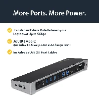 StarTech.com Dual-Monitor KVM USB 3.0 Docking Station for Two Laptops, Wired, USB 3.2 Gen 1 (3.1 Gen 1) Type-B, 3.5 mm, USB Type-A, USB Type-B, 10,100,1000 Mbit/s, IEEE 802.3, IEEE 802.3ab, IEEE 802.3u