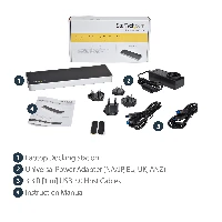 StarTech.com Dual-Monitor KVM USB 3.0 Docking Station for Two Laptops, Wired, USB 3.2 Gen 1 (3.1 Gen 1) Type-B, 3.5 mm, USB Type-A, USB Type-B, 10,100,1000 Mbit/s, IEEE 802.3, IEEE 802.3ab, IEEE 802.3u