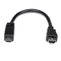 StarTech.com 6in Micro USB to Mini USB Adapter Cable M/F, 0.15 m, Mini-USB B, Micro-USB A, Male/Female, Black