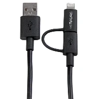 StarTech.com 1 m (3 ft.) 2 in 1 Charging Cable - USB to Lightning or Micro-USB for iPhone / iPad / iPod / Android - Apple MFi Certified - Multi Phone Charger - USB 2.0, 1 m, USB A, Micro-USB B, USB 2.0, 480 Mbit/s, Black