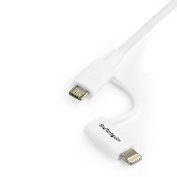 StarTech.com 1 m (3 ft.) 2 in 1 Charging Cable - USB to Lightning or Micro-USB for iPhone / iPad / iPod / Android - Apple MFi Certified - Multi Phone Charger - USB 2.0, 1 m, USB A, Micro-USB B, USB 2.0, White