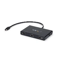 StarTech.com 3-Port Multi Monitor Adapter - Mini DisplayPort to HDMI MST Hub - Triple 1080p or Dual 4K 30Hz - Video Splitter for Extended Desktop Mode on Windows Only - mDP 1.2 to 3x HDMI, Mini DisplayPort, 3x HDMI, 3840 x 2160 pixels, Black, Plastic, 4K Ultra HD