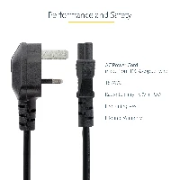 StarTech.com 6ft (2m) UK Laptop Power Cable, BS 1363 to C5 (Clover Leaf), 2.5A 250V, 18AWG, UK Laptop Replacement Cord, Printer Power Cable, Laptop Charger Cord, Laptop Power Brick Cord, 2 m, BS 1363, C5 coupler, 250 V, 2.5 A