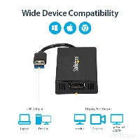 StarTech.com USB 3.0 to DisplayPort Adapter - DisplayLink Certified - 4K 30Hz, 3.2 Gen 1 (3.1 Gen 1), USB Type-A, DisplayPort output, 3840 x 2160 pixels