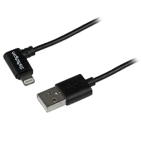 StarTech.com 2 m (6 ft.) USB to Lightning Cable - Right Angle iPhone / iPad / iPod Charger Cable - 90 Degree Lightning to USB Cable - Apple MFi Certified - Black, 2 m, Lightning, USB A, Male, Male, Black