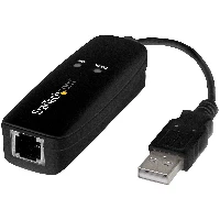 StarTech.com USB 2.0 Fax Modem - 56K External Hardware Dial Up V.92 Modem/ Dongle/Adapter - Computer/Laptop Fax Modem - USB to Telephone Jack - USB Data Modem - Network Fax/CMR/POS, 56 Kbit/s, USB 2.0, Conexant - CX93010-21Z, 56 Kbps Down, 36.6 Kbps Up, 14.4 Kbps Fax, 0.036 Mbit/s, 0.056 Mbit/s