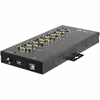 StarTech.com 8 Port Serial Hub USB to RS232/RS485/RS422 Adapter - Industrial USB 2.0 to DB9 Serial Converter Hub - IP30 Rated - Din Rail Mountable Metal Serial Hub - 15kV ESD Protection, USB 2.0, Serial, Black, Steel, Power, AC