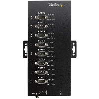 StarTech.com 8 Port Serial Hub USB to RS232/RS485/RS422 Adapter - Industrial USB 2.0 to DB9 Serial Converter Hub - IP30 Rated - Din Rail Mountable Metal Serial Hub - 15kV ESD Protection, USB 2.0, Serial, Black, Steel, Power, AC