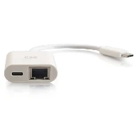 C2G USB C to Ethernet Adapter With Power Delivery - White - Network Adapter, USB 3.2 Gen 1 (3.1 Gen 1) Type-C, RJ-45, USB 3.2 Gen 1 (3.1 Gen 1) Type-C, White, Polyvinyl chloride (PVC), CE, RoHS, Gigabit Ethernet