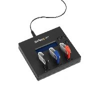 StarTech.com Standalone 1 to 2 USB Thumb Drive Duplicator and Eraser, Multiple USB Flash Drive Copier, System and File and Whole-Drive Copy at 1.5 GB/min, Single and 3-Pass Erase, LCD Display, 110 - 240 V, 5 V, 2 A, Type H, 5 - 95%, 5 - 45 C