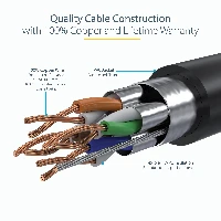 StarTech.com 1m CAT6a Ethernet Cable - 10 Gigabit Shielded Snagless RJ45 100W PoE Patch Cord - 10GbE STP Network Cable w/Strain Relief - Black Fluke Tested/Wiring is UL Certified/TIA, 1 m, Cat6a, U/FTP (STP), RJ-45, RJ-45