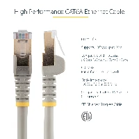 StarTech.com 3m CAT6a Ethernet Cable - 10 Gigabit Shielded Snagless RJ45 100W PoE Patch Cord - 10GbE STP Network Cable w/Strain Relief - Grey Fluke Tested/Wiring is UL Certified/TIA, 3 m, Cat6a, U/FTP (STP), RJ-45, RJ-45