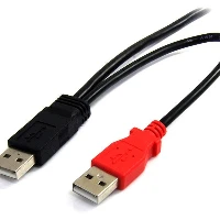 StarTech.com 6 ft USB Y Cable for External Hard Drive - USB A to mini B, 1.8 m, Mini-USB B, 2 x USB A, USB 2.0, Male/Male, Black, Red
