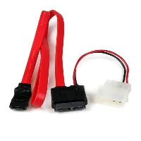 StarTech.com 36in Slimline SATA to SATA with LP4 Power Cable Adapter, 0.9144 m, SATA III, SATA 13-pin, SATA 7-pin + Molex (4-pin), Female/Female, Red