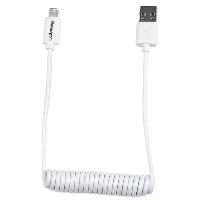 StarTech.com 0.6 m (2 ft.) Coiled Lightning to USB Cable - Lightning Charger Cable for iPhone / iPad / iPod - Apple MFi Certified - Lightning to USB Cable - White, 0.6 m, Lightning, USB A, Male, Male, White