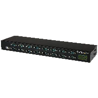 StarTech.com 16-Port USB-to-Serial Adapter Hub, USB 2.0 Type-B, Serial, 480 Mbit/s, Black, Steel, 36 W