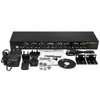 StarTech.com 16-Port USB-to-Serial Adapter Hub, USB 2.0 Type-B, Serial, 480 Mbit/s, Black, Steel, 36 W