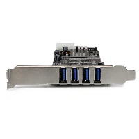 StarTech.com 4 Port PCI Express (PCIe) SuperSpeed USB 3.0 Card Adapter w/ 2 Dedicated 5Gbps Channels - UASP - SATA / LP4 Power, PCIe, USB 3.2 Gen 1 (3.1 Gen 1), Full-height / Low-profile, PCIe 2.0, 3 m, CE, FCC