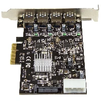 StarTech.com 4 Port USB 3.1 PCI-e Card - 10Gbps - 4x USB w/ Two Dedicated Channels - PCI Express Expansion Card / Adapter, PCIe, USB 3.2 Gen 1 (3.1 Gen 1), PCIe 3.0, Black, ASMedia - ASM1142, 10 Gbit/s