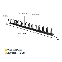 StarTech.com Vertical Cable Organizer with D-Ring Hooks - 0U - 2.8ft., Cable management panel, Black, Steel, 20U, 863.6 mm, 50 mm