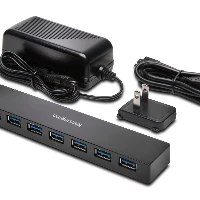 Kensington UH7000C USB 3.0 7-Port Hub + Charging, USB 3.2 Gen 1 (3.1 Gen 1) Type-A, USB 3.2 Gen 1 (3.1 Gen 1) Type-A, 5000 Mbit/s, Black, Apple iPad 4, iPad Air, iPad mini, Windows 7, Windows 8, Windows 8.1, Windows Vista, Windows XP