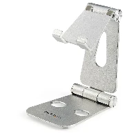 StarTech.com Phone and Tablet Stand - Foldable Universal Mobile Device Holder for Smartphones & Tablets - Adjustable Multi-Angle Ergonomic Cell Phone Stand for Desk - Portable - Silver, Mobile phone/Smartphone, Tablet/UMPC, Multimedia stand, Desk, Silver