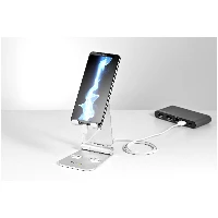 StarTech.com Phone and Tablet Stand - Foldable Universal Mobile Device Holder for Smartphones & Tablets - Adjustable Multi-Angle Ergonomic Cell Phone Stand for Desk - Portable - Silver, Mobile phone/Smartphone, Tablet/UMPC, Multimedia stand, Desk, Silver