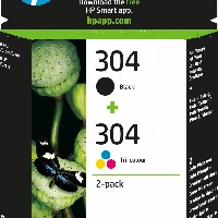 HP 304 2-pack Black/Tri-color Original Ink Cartridges, Standard Yield, Pigment-based ink, Dye-based ink, 4 ml, 2 ml, 2 pc(s)