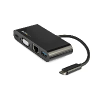 StarTech.com USB C Multiport Adapter - Mini USB-C Dock w/ Single Monitor VGA 1080p Video - 60W Power Delivery Passthrough - USB 3.1 Gen 1 Type-A 5Gbps, Gigabit Ethernet - Docking Station, Wired, USB 3.2 Gen 1 (3.1 Gen 1) Type-C, 60 W, 10,100,1000 Mbit/s, IEEE 802.3, IEEE 802.3ab, IEEE 802.3u, Black