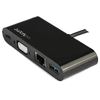 StarTech.com USB C Multiport Adapter - Mini USB-C Dock w/ Single Monitor VGA 1080p Video - 60W Power Delivery Passthrough - USB 3.1 Gen 1 Type-A 5Gbps, Gigabit Ethernet - Docking Station, Wired, USB 3.2 Gen 1 (3.1 Gen 1) Type-C, 60 W, 10,100,1000 Mbit/s, IEEE 802.3, IEEE 802.3ab, IEEE 802.3u, Black
