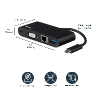 StarTech.com USB C Multiport Adapter - Mini USB-C Dock w/ Single Monitor VGA 1080p Video - 60W Power Delivery Passthrough - USB 3.1 Gen 1 Type-A 5Gbps, Gigabit Ethernet - Docking Station, Wired, USB 3.2 Gen 1 (3.1 Gen 1) Type-C, 60 W, 10,100,1000 Mbit/s, IEEE 802.3, IEEE 802.3ab, IEEE 802.3u, Black