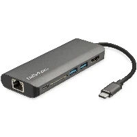 StarTech.com USB C Multiport Adapter - USB-C Travel Dock to 4K HDMI, 3x USB 3.0 Hub, SD/SDHC, GbE, 60W PD 3.0 Pass-Through - USB Type-C/Thunderbolt 3 - Replaces DKT30CSDHPD, Wired, USB 3.2 Gen 1 (3.1 Gen 1) Type-C, 10,100,1000 Mbit/s, IEEE 802.3, IEEE 802.3ab, IEEE 802.3u, Black, Grey, MicroSD (TransFlash), MicroSDHC, MicroSDXC, SDHC, SDXC