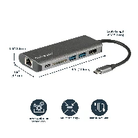 StarTech.com USB C Multiport Adapter - USB-C Travel Dock to 4K HDMI, 3x USB 3.0 Hub, SD/SDHC, GbE, 60W PD 3.0 Pass-Through - USB Type-C/Thunderbolt 3 - Replaces DKT30CSDHPD, Wired, USB 3.2 Gen 1 (3.1 Gen 1) Type-C, 10,100,1000 Mbit/s, IEEE 802.3, IEEE 802.3ab, IEEE 802.3u, Black, Grey, MicroSD (TransFlash), MicroSDHC, MicroSDXC, SDHC, SDXC