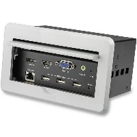 StarTech.com Conference Table Connectivity Box for A/V - 4K, 3840 x 2160 pixels, 1280 x 720 (HD 720), 1920 x 1080 (HD 1080), 1920 x 1200 (WUXGA), 2560 x 1600 (WQXGA), 3840 x 2160, 169, Silver, 15.2 m, CE, FCC, TAA, REACH
