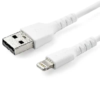 StarTech.com 6 foot (2m) Durable White USB-A to Lightning Cable - Heavy Duty Rugged Aramid Fiber USB Type A to Lightning Charger/Sync Power Cord - Apple MFi Certified iPad/iPhone 12, 2 m, Lightning, USB A, Male, Male, White