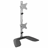StarTech.com Vertical Dual Monitor Stand - Ergonomic Desktop Stacked Two Monitor Stand up to 27 inch VESA Mount Displays - Free Standing Universal Monitor Mount - Height Adjustable - Silver, Freestanding, 16 kg, 33 cm (13