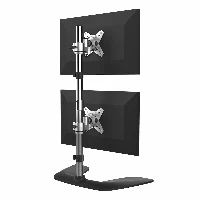 StarTech.com Vertical Dual Monitor Stand - Ergonomic Desktop Stacked Two Monitor Stand up to 27 inch VESA Mount Displays - Free Standing Universal Monitor Mount - Height Adjustable - Silver, Freestanding, 16 kg, 33 cm (13
