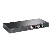 TP-Link 16-Port 10/100Mbps + 2-Port Gigabit Unmanaged PoE Switch, Unmanaged, Gigabit Ethernet (10/100/1000), Power over Ethernet (PoE), Rack mounting, 1U