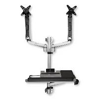 StarTech.com Wall Mount Workstation - Articulating Standing Desk with Ergonomic Height Adjustable Dual Monitor Arm & Keyboard Tray - 2x 30