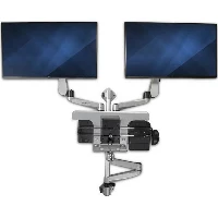 StarTech.com Wall Mount Workstation - Articulating Standing Desk with Ergonomic Height Adjustable Dual Monitor Arm & Keyboard Tray - 2x 30