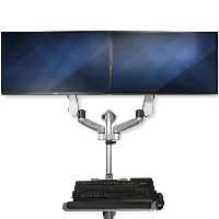 StarTech.com Wall Mount Workstation - Articulating Standing Desk with Ergonomic Height Adjustable Dual Monitor Arm & Keyboard Tray - 2x 30